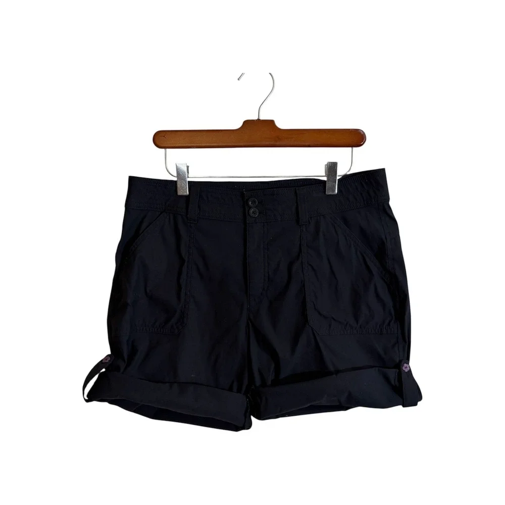 Eddie Bauer‎ Rolled Hem Bermuda Short Womens 10 Black Hiking Outdoor Casual